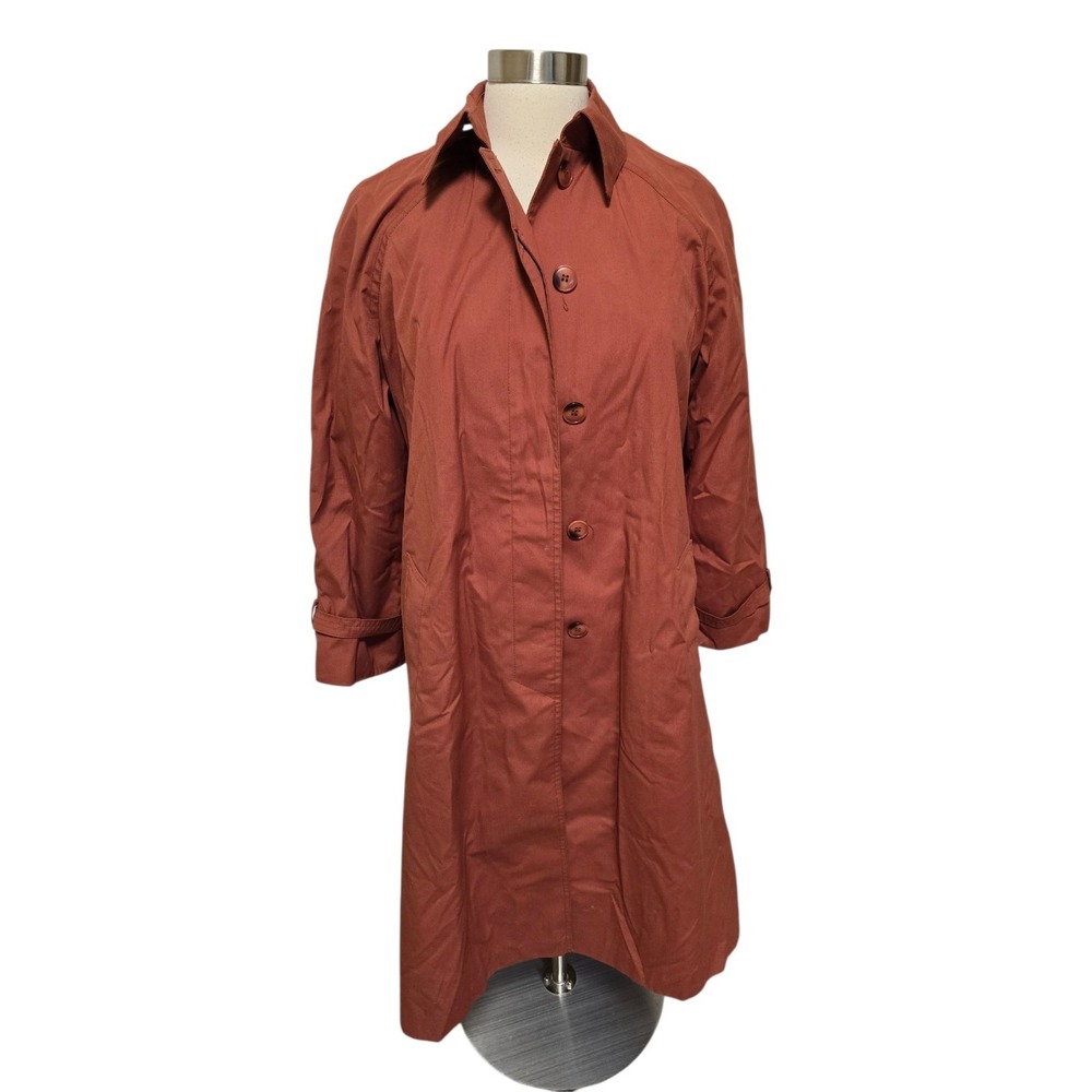 Womens Vintage‎ Orange Trench Coat Removable Wool Liner Size 12